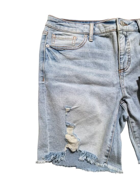 Sofia Vergara Women's Bermuda Shorts Gabriella Size 8 Distressed Frayed Hem Blue - Picture 8 of 12